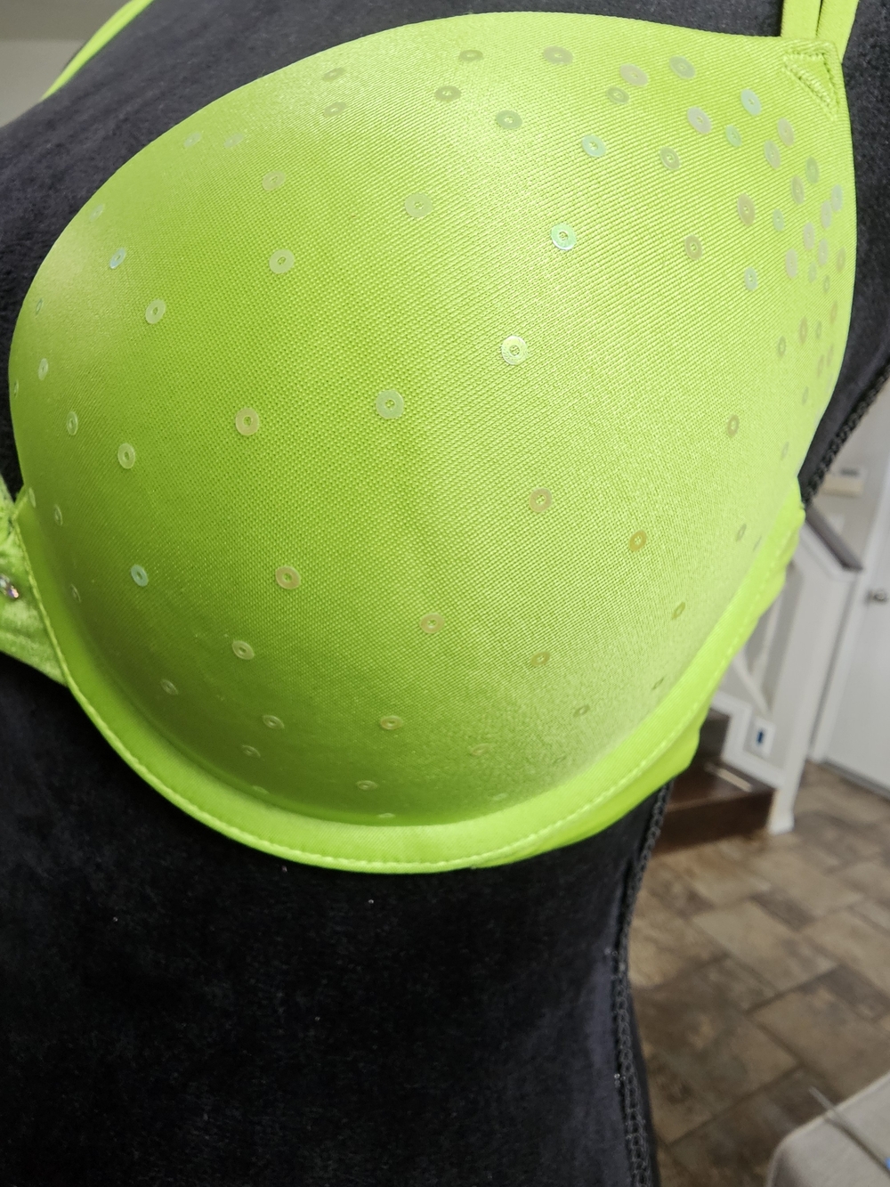 34D Victoria's Secret Neon Lime Sequin Push-Up Bra - Picture 8 of 14